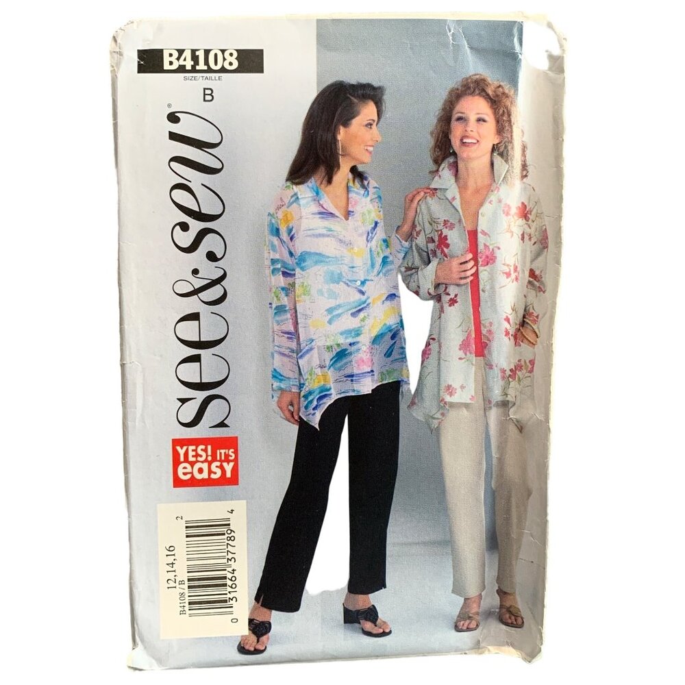 See & Sew B4108 Womens Blouse & Pants Sewing Pattern Size 12-14-16 uncut